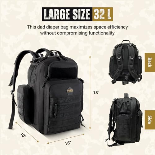 HighSpeedDaddy Diaper Bag Backpack with Diaper Changing Mat - Waterproof Military-Grade Baby Travel Bag - Spacious