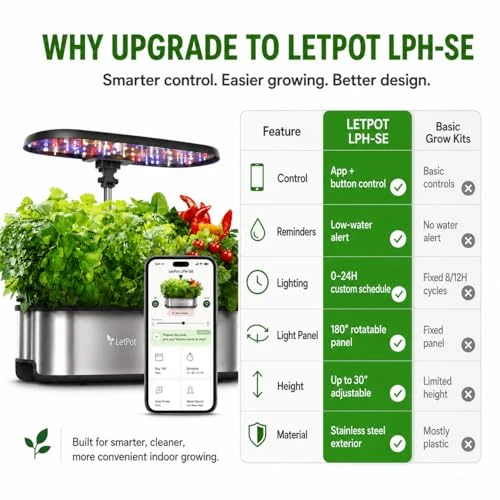 LETPOT LPH-SE Hydroponics Growing System, 12 Pods Smart Herb Garden Kit Indoor, Indoor Garden, APP & WiFi Controlled,