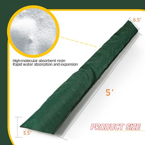 12 Pcs Water Barrier 5 ft x 6.5 Inch Flood Barriers for Home Reusable Absorbent Flooding Prevention Barriers Sandless