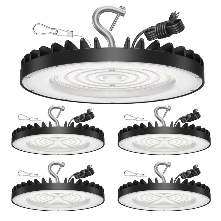 Yihuven 4 Pack UFO LED High Bay Light 200W 6000K 30000lm, Plug&Play, ETL