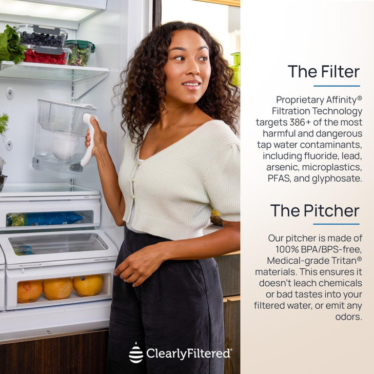 Clearly Filtered Water Filter Pitcher, 10 Cup BPA Free Water Filtration