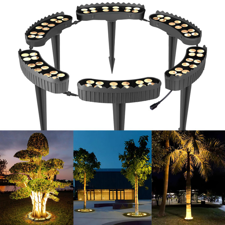 Gardencoin Outdoor Ring Tree Lights, 72W LED Landscape Uplighting for Trees, 3000K Warm White, Low Voltage IP65