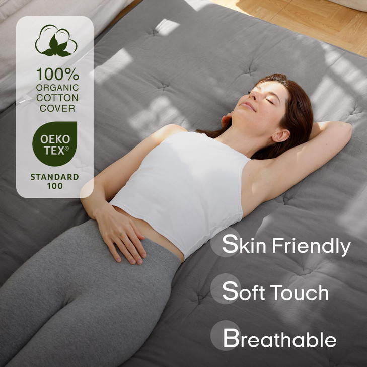 ZonLi Japanese Floor Futon Mattress 100% Cotton Cover Foldable Portable