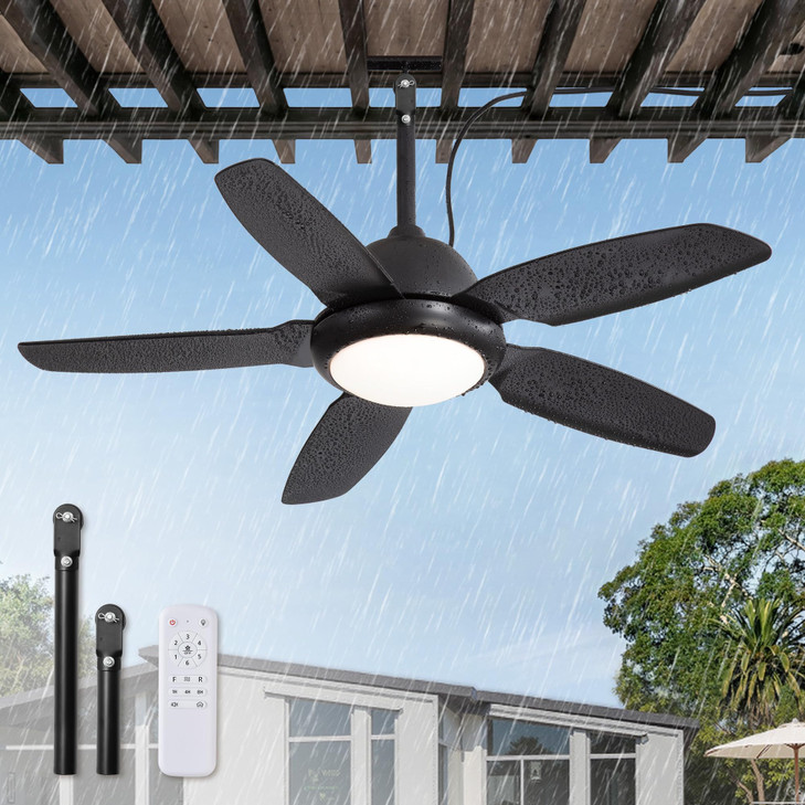 Fanbulous 42 Inch Waterproof Outdoor Ceiling Fan with Light for Patio,Black