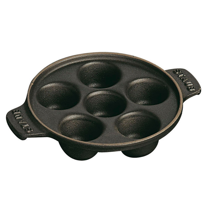Staub Cast Iron 5.75-inch Escargot Dish with 6 holes - Matte Black, Made in France