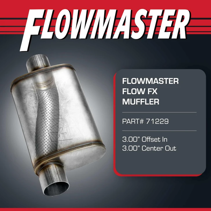 Flowmaster Flow FX Chambered Muffler  3.00" Offset In / 3.00" Center Out