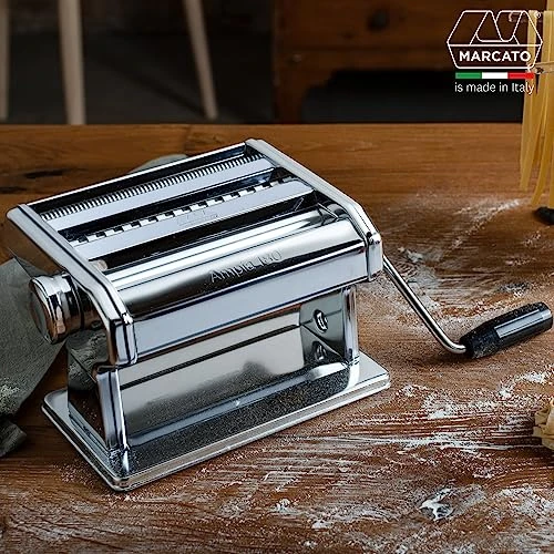 MARCATO Made in Italy Ampia 180 Classic Manual Pasta Machine, Chrome Steel. Makes Lasagne, Fettuccine & Tagliolini.
