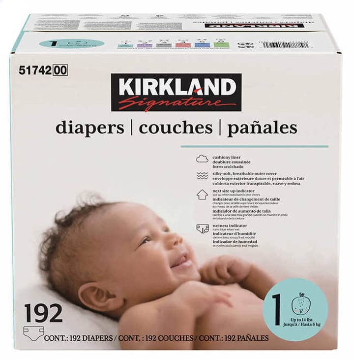 Kirkland Signature Diapers Size 1 Quantity 192