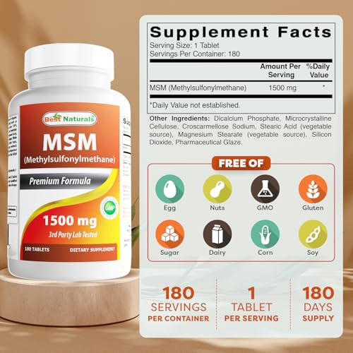 Best Naturals MSM 1500 mg 180 Tablets