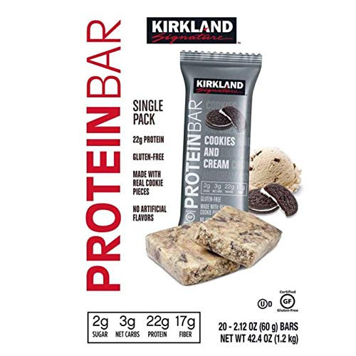 Kirkland Signature Protein Bars Cookies and Cream 2.12 oz, 20-count