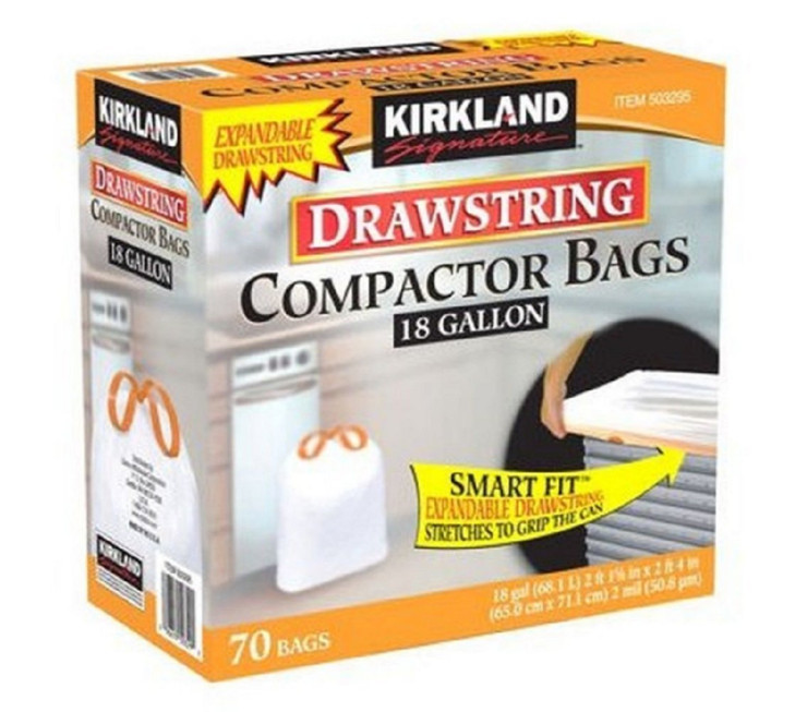 Kirkland Signature Compactor Bags 18 Gallon Smart Fit Gripping Drawstring 70 ct,Thickness 2.0