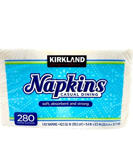 Kirkland Signature White 1-Ply Embossed, Soft Strong Absorbent Casual Dining Paper Napkins