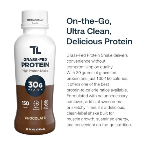 Transparent Labs Grass-Fed Protein Shake - Chocolate - 12 Pack