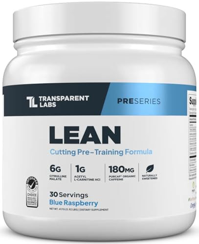 Transparent Labs Lean Pre-Workout (30 Servings, Blue Raspberry) & Creatine HMB (30 Servings, Strawberry Lemonade)