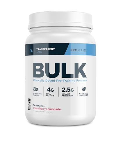 Transparent Labs Bulk Pre-Workout Powder (30 Servings, Strawberry Lemonade) & Creatine HMB (30 Servings, Tropical Punch)