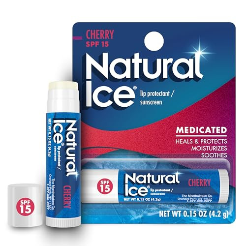 Mentholatum Natural Ice Cherry Flavor Medicated Lip Balm Spf 15 Pack Of 12