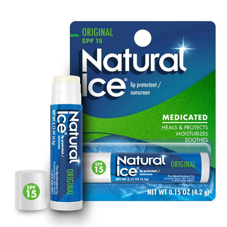 Mentholatum Natural Ice Original Medicated Lip Balm Hydrating Lip Care For Dry Chapped Lips Moisturizing Formula With Spf 15 Helps Prevent