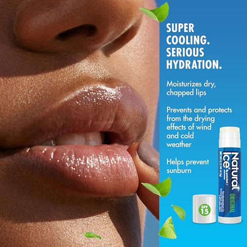Mentholatum Natural Ice Original Medicated Lip Balm Hydrating Lip Care For Dry Chapped Lips Moisturizing Formula With Spf 15 Helps Prevent