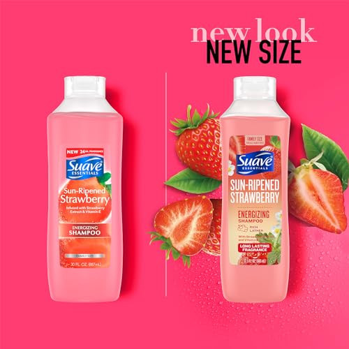 Suave Shampoo Sun Ripened Strawberry Family Size Energizing Shampoo With Strawberry Extract And Vitamin E 22.5 Oz