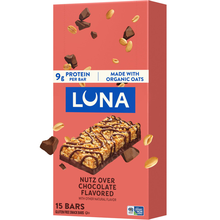 Luna Bar Nutz Over Chocolate Flavor Gluten Free Non Gmo 7 9G Protein Made With Organic Oats Low Glycemic Whole Nutrition Snack Bars 1.69 Oz.