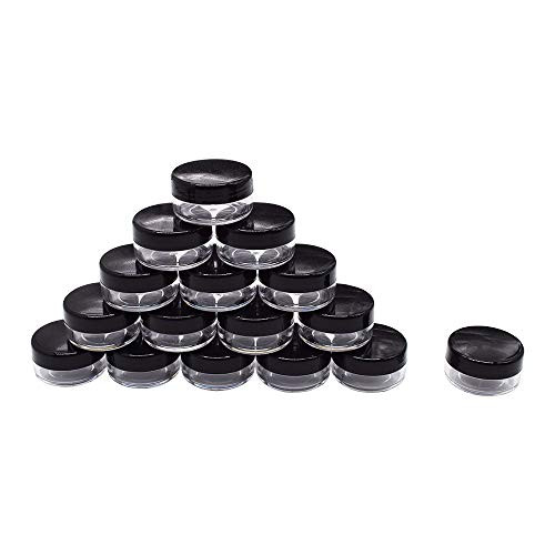 Healthcom 10 Gram Jar,10 ML Jar, Cosmetic Sample Storage Containers New Plastic Empty Black Lid For Make Up Eye Shadow Creams Lip Balm Lotions,50 Pcs