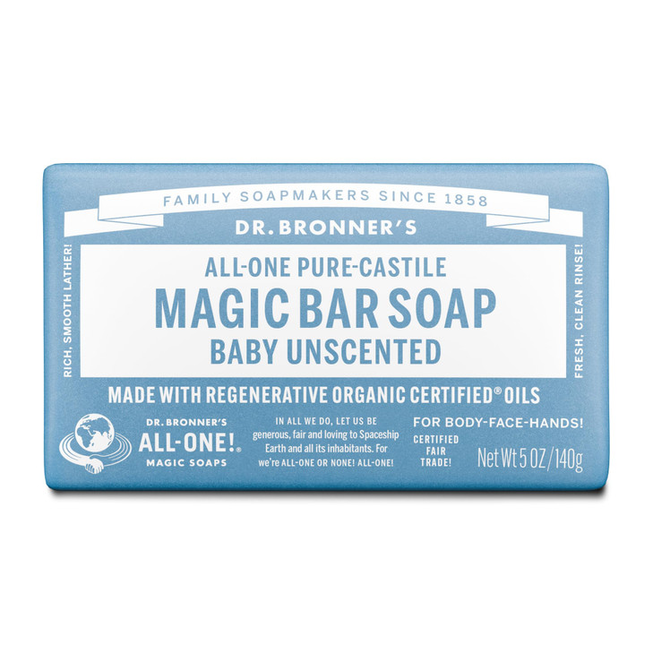 Dr. Bronner S Pure Castile Bar Soap Baby Unscented 5 Oz 1 Pack