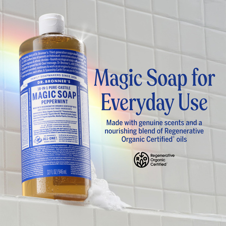 Dr. Bronner S Peppermint Pure Castile Liquid Soap Hand Soap 32 Oz