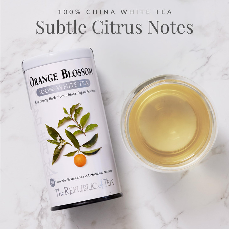The Republic Of Tea Orange Blossom 100 Percent White Tea Low Caffeine 50 Count