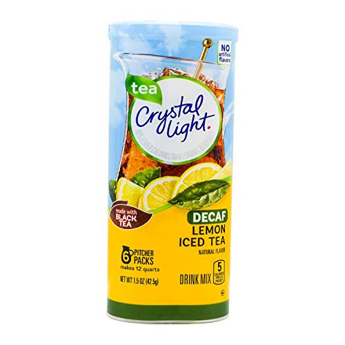Crystal Light Sugar Free Decaffeinated Lemon Iced Tea Naturally Flavored Powdered Drink Mix 6 Count Pitcher Packets