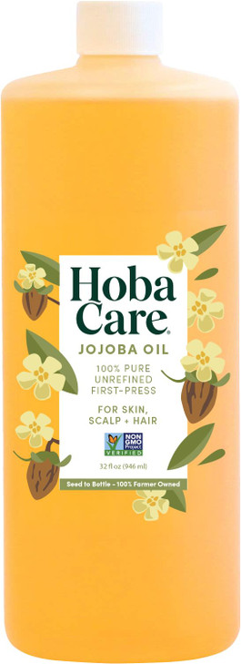 Hobacare Unrefined Cold Pressed Jojoba Oil For Skin Care Hair Beard Conditioning Scalp Massage 100 Percent Pure Carrier Oil For Perfume Or