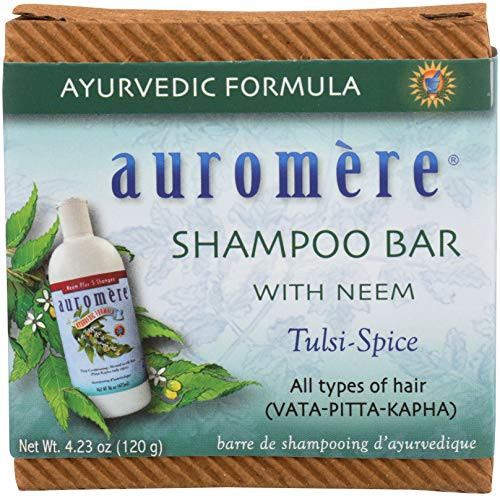 Auromere Ayurvedic Shampoo Bar Neem Soap Tulsi Spice 4.23 Oz Bar