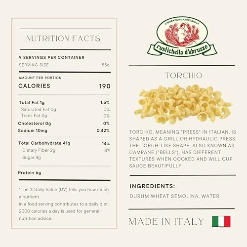 Rustichella D Abruzzo Torchio Pasta Unique Bell Shaped Pasta Ideal For Rag And Puttanesca Sauces 500G Tray Authentic Italian Durum Wheat