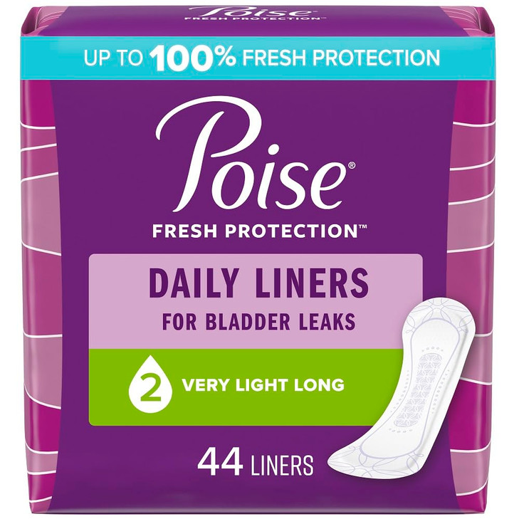 Poise Incontinence Panty Liners Very Light Absorbency Long 44 Count
