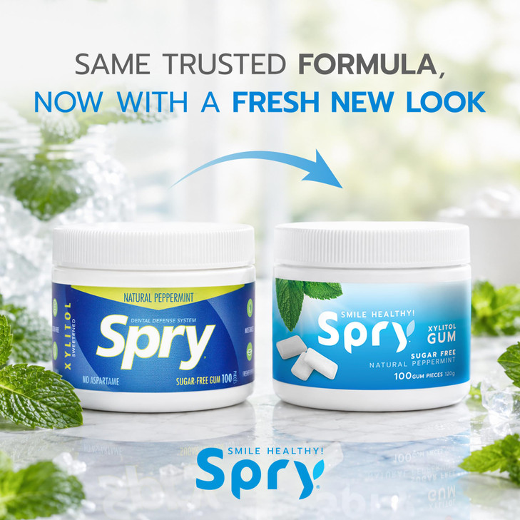 Spry Natural Xylitol Chewing Gum Peppermint 100 Count Pack Of 1