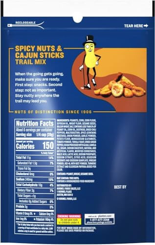 Planters Spicy Nuts And Cajun Trail Mix Plant Based Protein Snack 6 Oz X 12