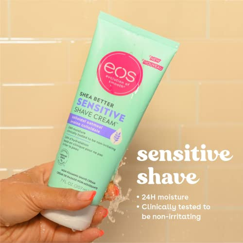 eos Shea Better Sensitive Shaving Cream, Women's Shave Cream, Fragrance-Free, Skin Care and Lotion with Colloidal Oatmeal, 24-Hour Hydration, 7 fl oz