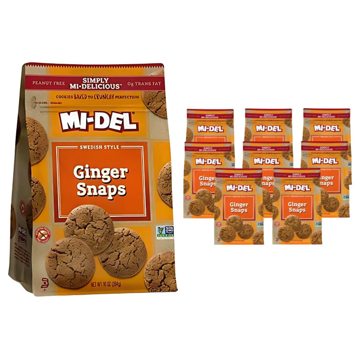 Mi Del Ginger Snaps Crunchy Ginger Cookies Made With Real Ginger Swedish Ginger Snaps Cookies Old Fashioned Non Gmo Certified 0G Trans Fat