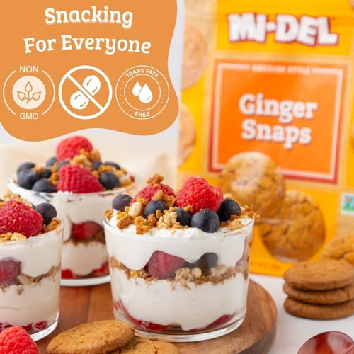 Mi Del Ginger Snaps Crunchy Ginger Cookies Made With Real Ginger Swedish Ginger Snaps Cookies Old Fashioned Non Gmo Certified 0G Trans Fat