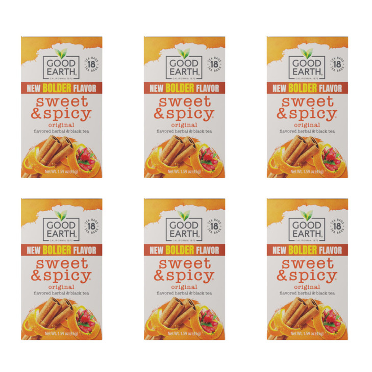Good Earth Herbal And Black Tea Sweet And Spicy 18 Count Tea Bags Pack Of 6 Packaging May Vary