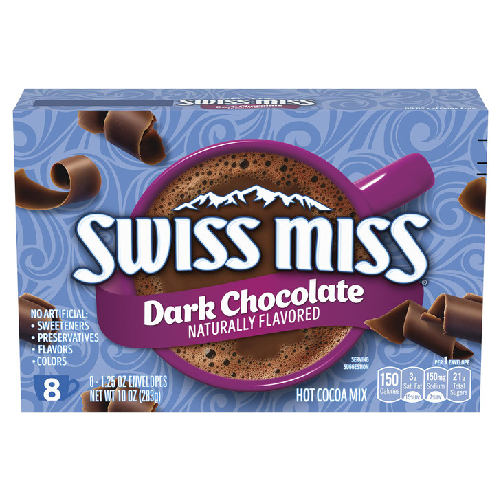 Swiss Miss Dark Chocolate Flavored Hot Cocoa Mix Hot Cocoa Bar Supplies 1.25 Oz. 8 Count Envelopes 12 Boxes