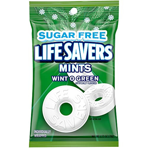 Life Savers Wint O Green Sugar Free Green Bag Individually Wrapped Breath Mints 2.75 Oz Approximately 25 Ct