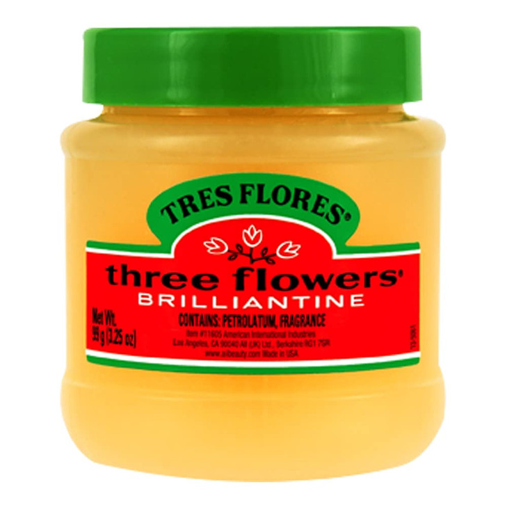 Three Flowers Brilliantine Solid Pomade Classic Hair Pomade For Men High Shine Hair Dressing For Smooth Sleek Styles 3.25 Oz
