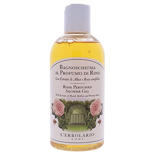 L Erbolario Perfumed Shower Gel Soothing Body Soap With Marsh Mallow Protecting And Toning Body Wash With Amber Floral Fragrance Rose 8.4 Oz