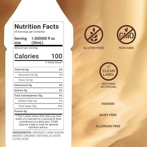 Monin Organic Caramel Syrup Premium Syrup For Coffee Milkshakes Cocktails And More Bpa Free Glass Bottle 750 Ml