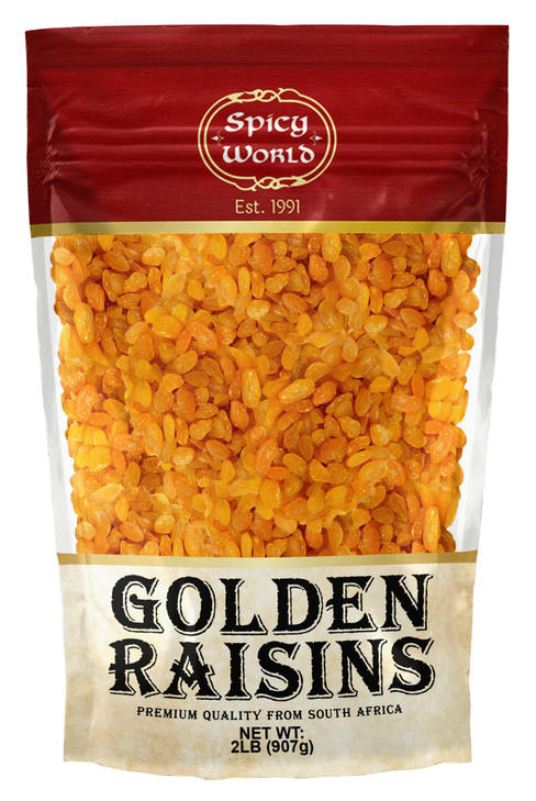 Spicy World Golden Raisins 2 Lb Bulk Bag Sweet And Seedless Sultanas From South Africa Perfectly Dried For Natural Sweetness Ideal Dried