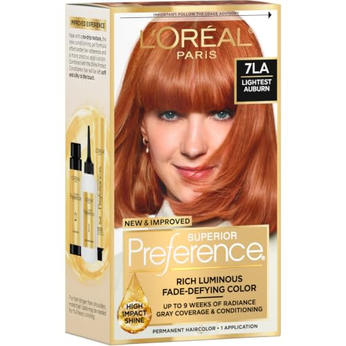 L Oreal Paris Superior Preference Luminous Fade Defying Permanent Hair Color Hair Dye For Up To 9 Weeks Of Radiance Lightest Auburn 7La 1