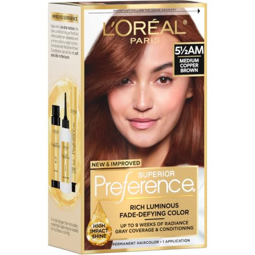 L Oreal Paris Superior Preference Luminous Fade Defying Permanent Hair Color Hair Dye For Up To 9 Weeks Of Radiance Medium Amber Copper