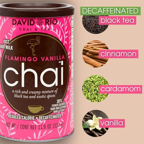 David Rio Flamingo Vanilla Decaffeinated Chai Tea Latte Mix 11.9 Oz