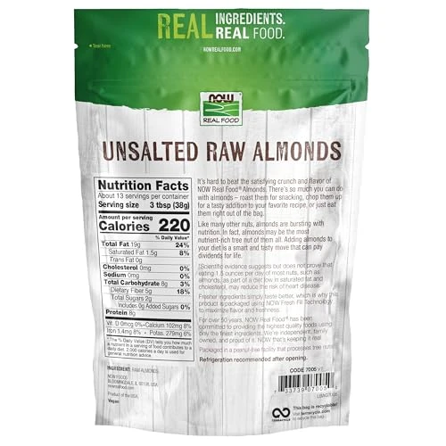 Now Foods Almonds Raw And Unsalted Source Of Protein Grown In The Usa 16 Ounce Packaging May Vary