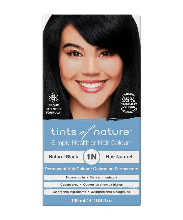 Tints Of Nature 1N Natural Black Permanent Hair Dye Vegan 4.4 Fl Oz